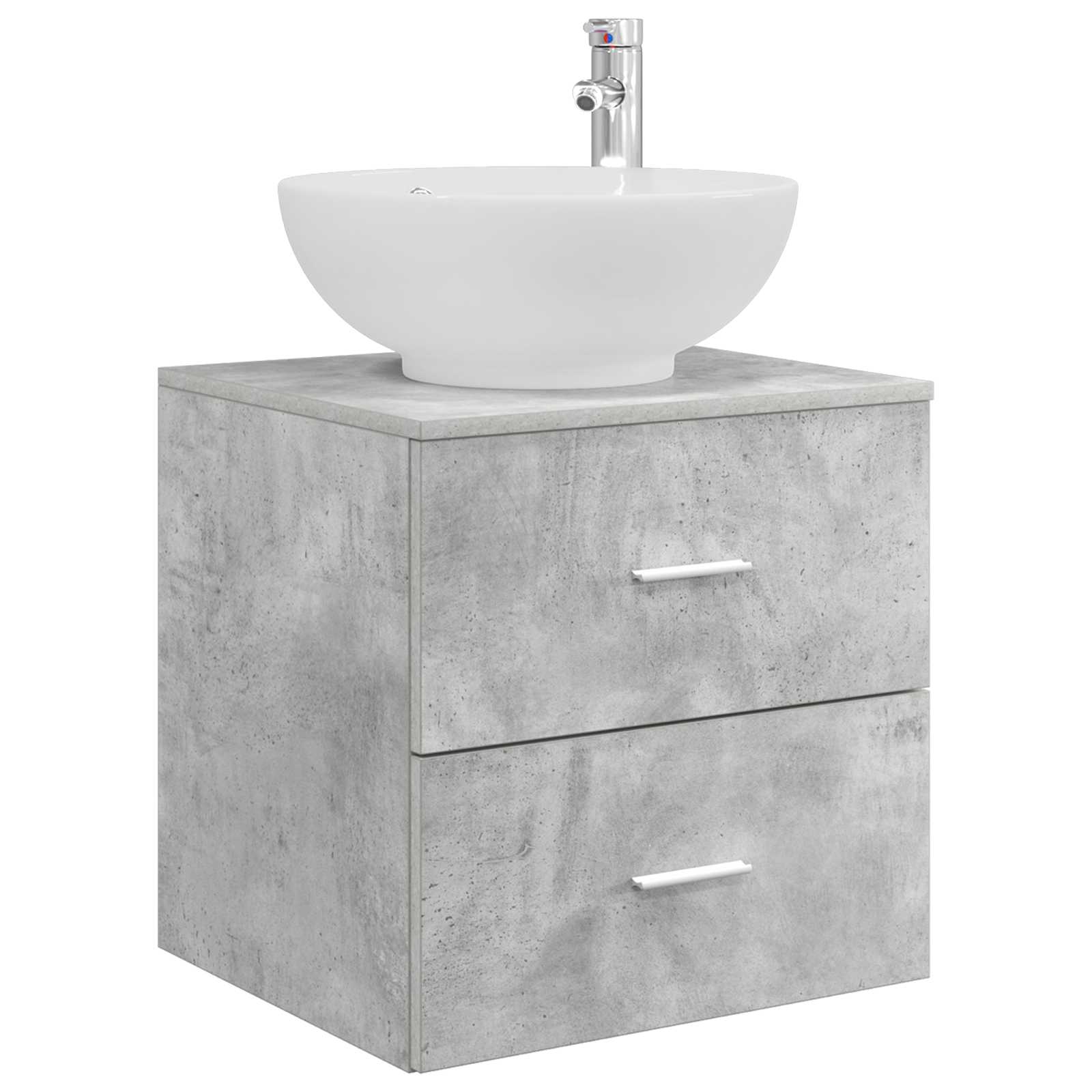 Badrumsmöbelset 4 pcs Betonggrå Konstruerat trä och glas