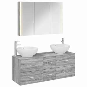 Sada koupelnového nábytku 4 pcs Šedý Sonoma - obrázek 2