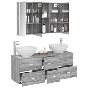 Sada koupelnového nábytku 4 pcs Šedý Sonoma - obrázek 3