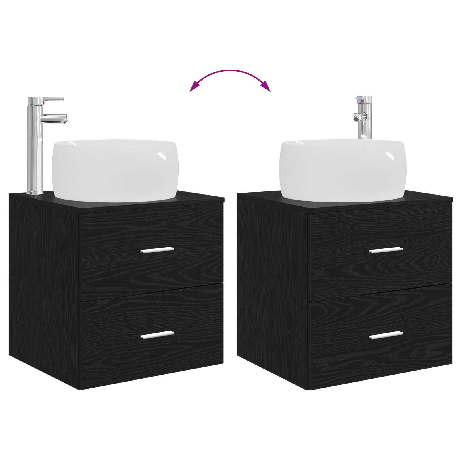 Komplet pohištva za kopalnico 5 pcs Črni hrast - slika 12