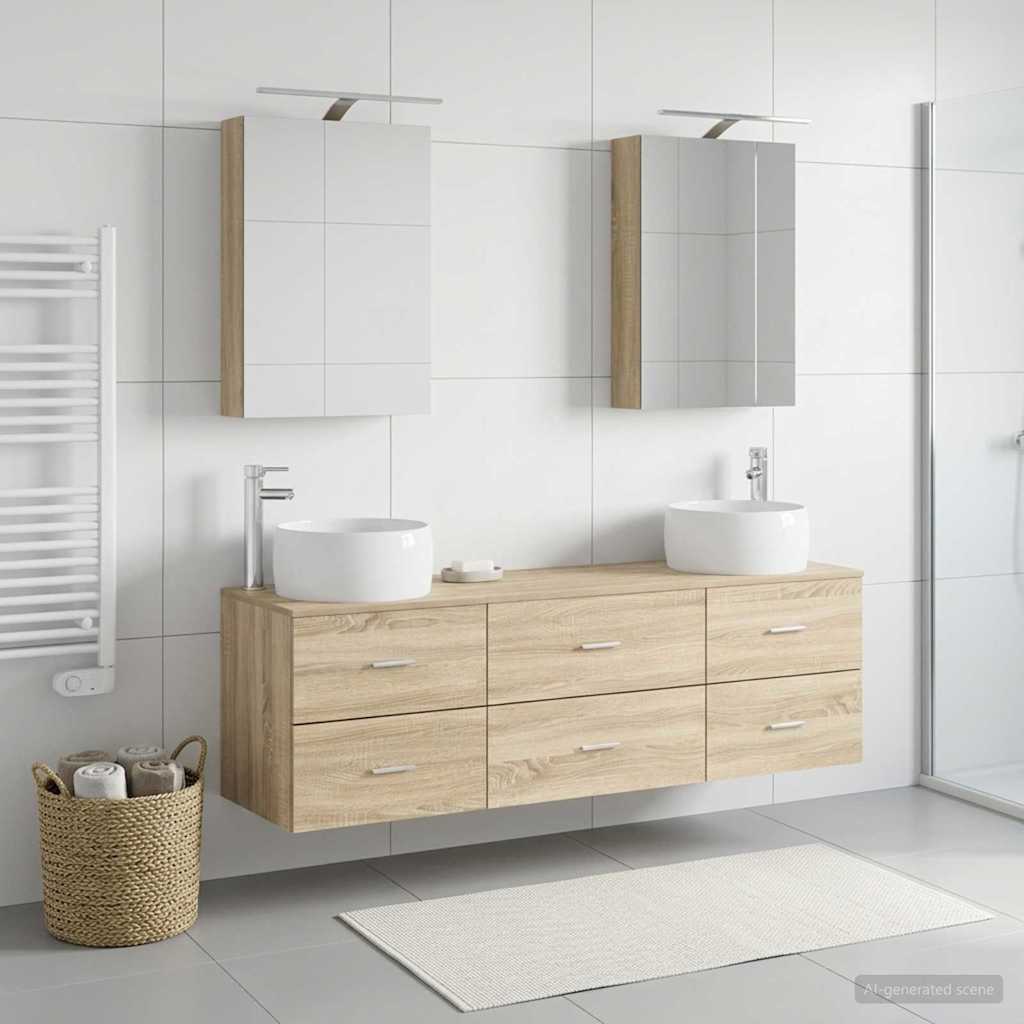 Komplet pohištva za kopalnico 5 pcs Sonoma hrast