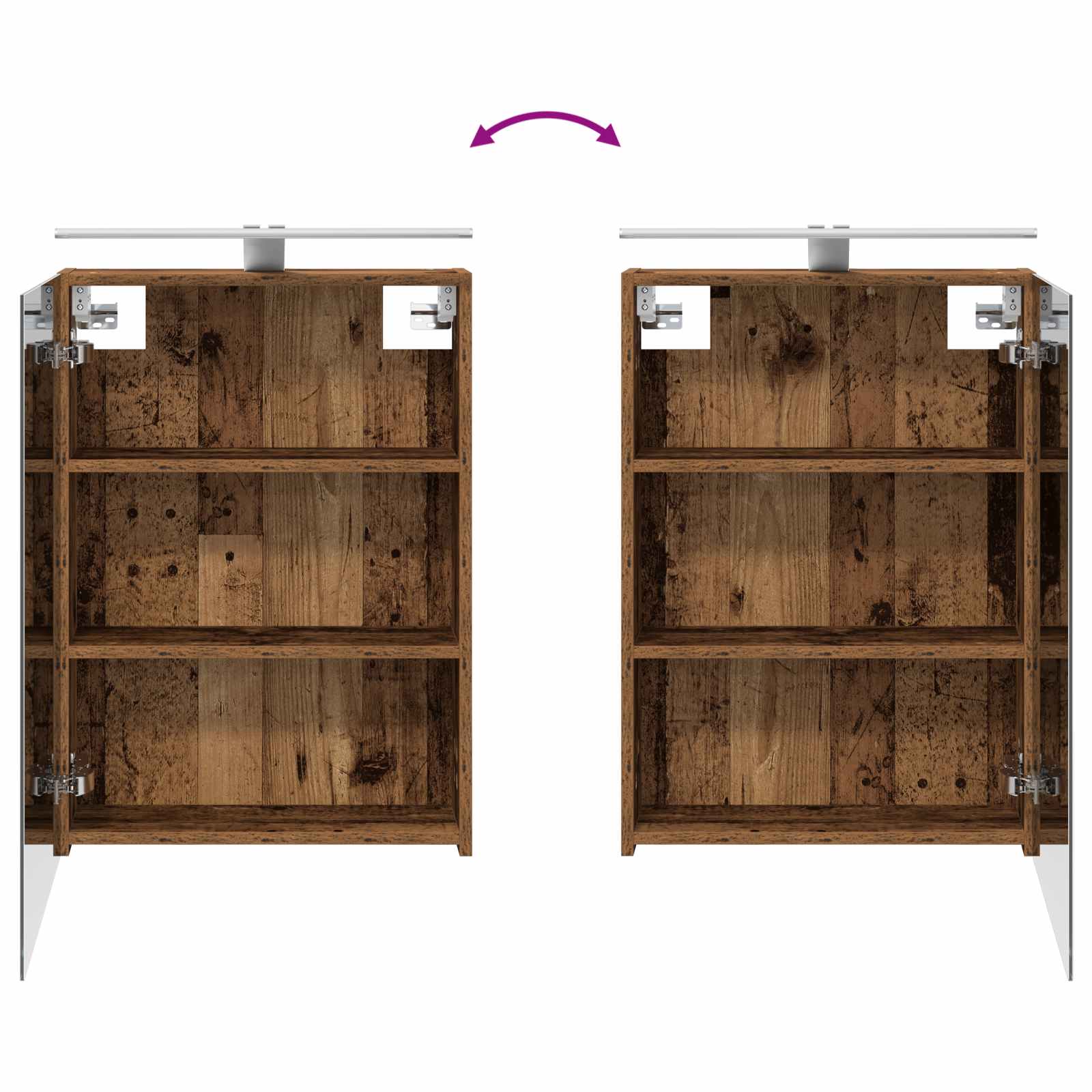 Badrumsmöbelset 5 pcs Gammalt trä Konstruerat trä och glas