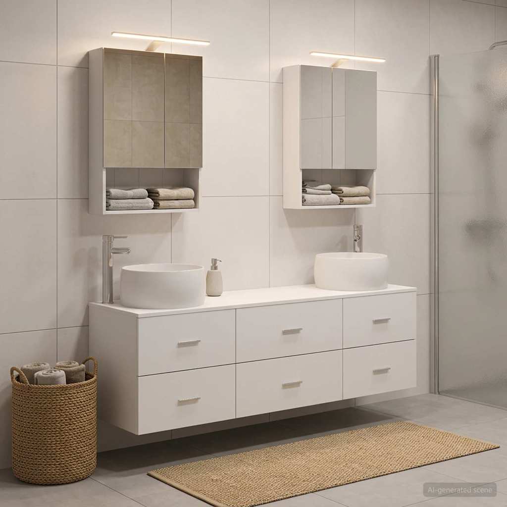 Komplet pohištva za kopalnico 5 pcs Bela - slika 4
