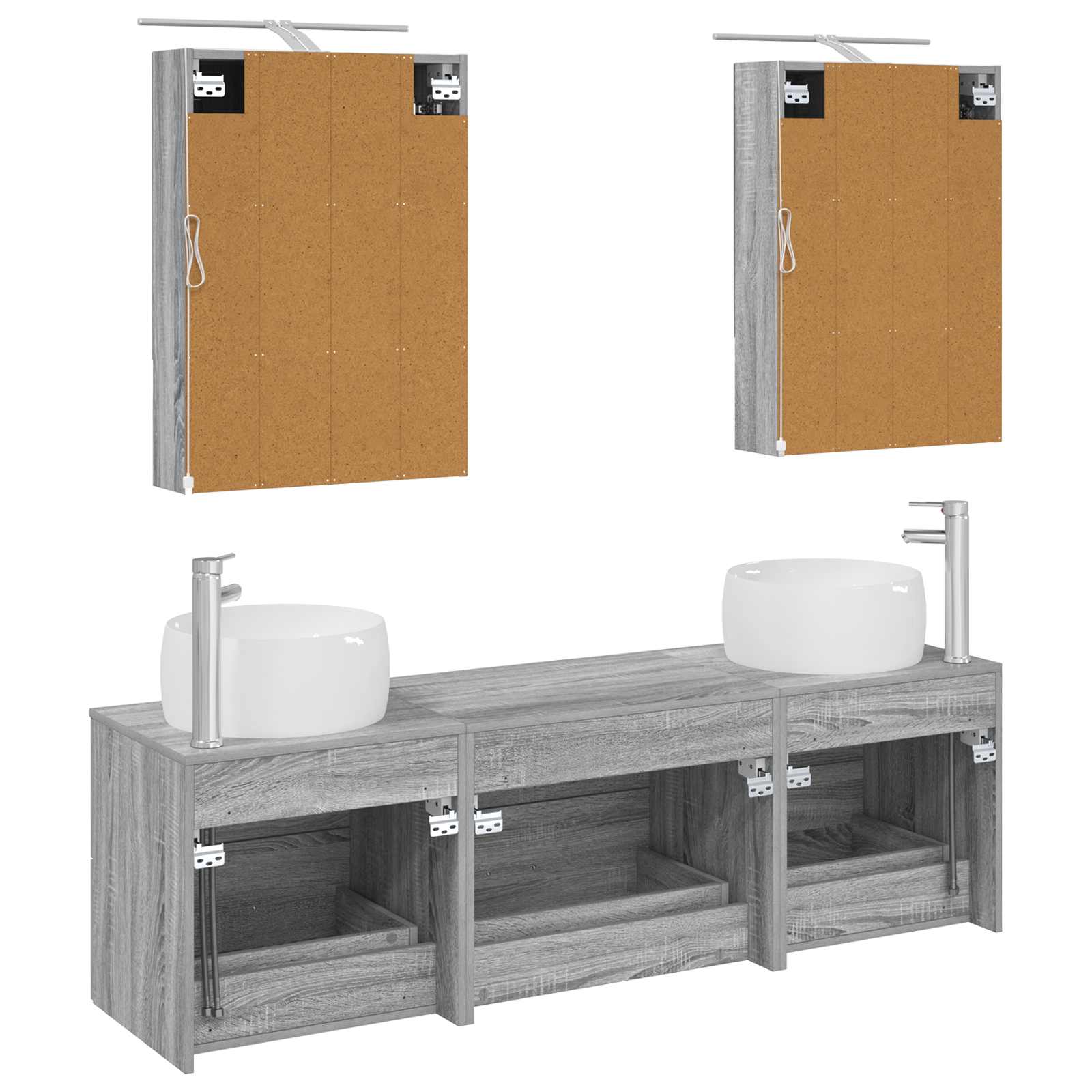 Komplet pohištva za kopalnico 5 pcs Siva Sonoma - slika 7