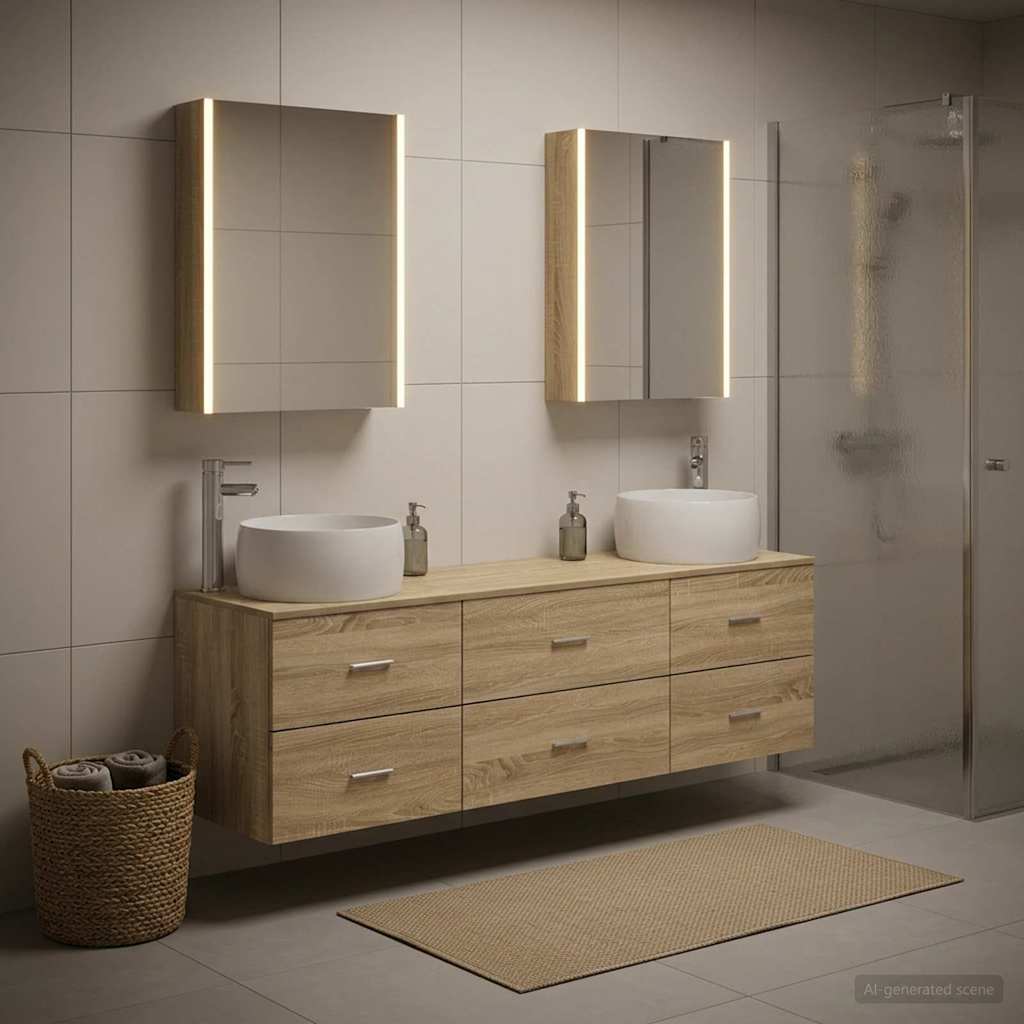 Komplet pohištva za kopalnico 5 pcs Sonoma hrast