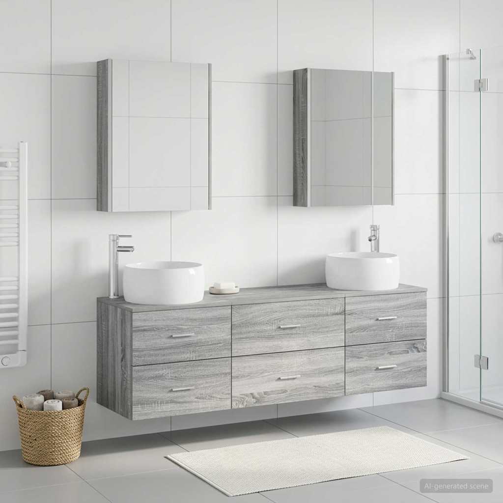 Komplet pohištva za kopalnico 5 pcs Siva Sonoma