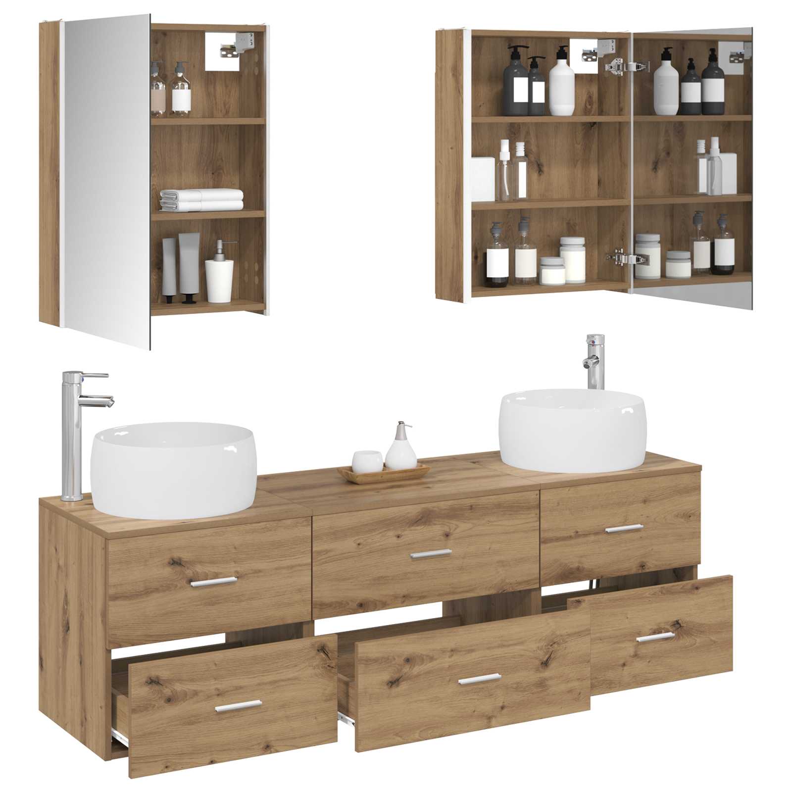 Komplet pohištva za kopalnico 5 pcs Artisan hrast - slika 3