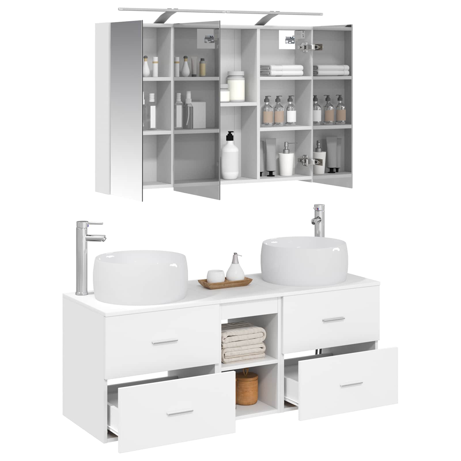 Komplet pohištva za kopalnico 4 pcs Bela - slika 3