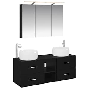 Sada koupelnového nábytku 4 pcs Černý dub - obrázek 2