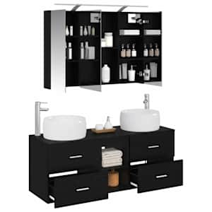Sada koupelnového nábytku 4 pcs Černý dub - obrázek 3