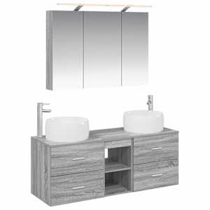 Sada koupelnového nábytku 4 pcs Šedý Sonoma - obrázek 2