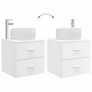 Sada koupelnového nábytku 4 pcs Bílá Kompozitní dřevo a sklo - obrázek 13