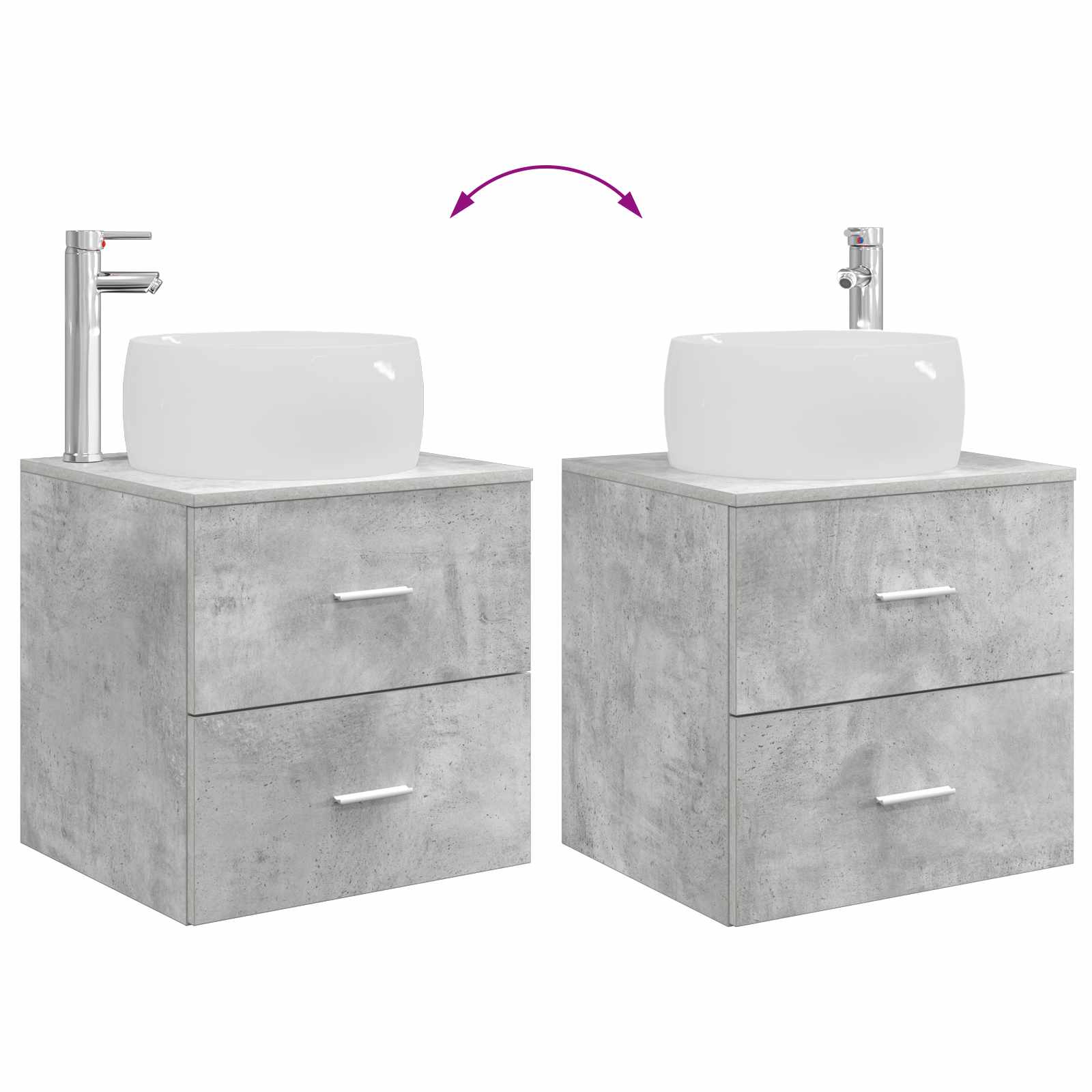 Badrumsmöbelset 4 pcs Betonggrå Konstruerat trä och glas
