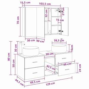 Sada koupelnového nábytku 4 pcs Kouřový dub - obrázek 16