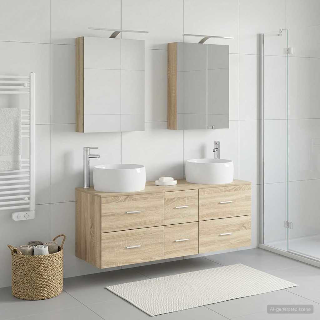 Komplet pohištva za kopalnico 5 pcs Sonoma hrast