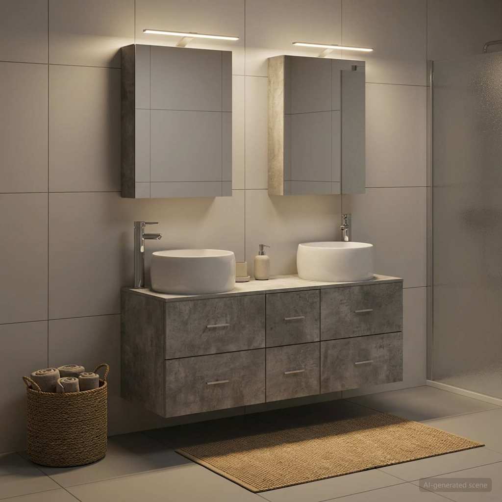Komplet pohištva za kopalnico 5 pcs Betonsko siva - slika 4