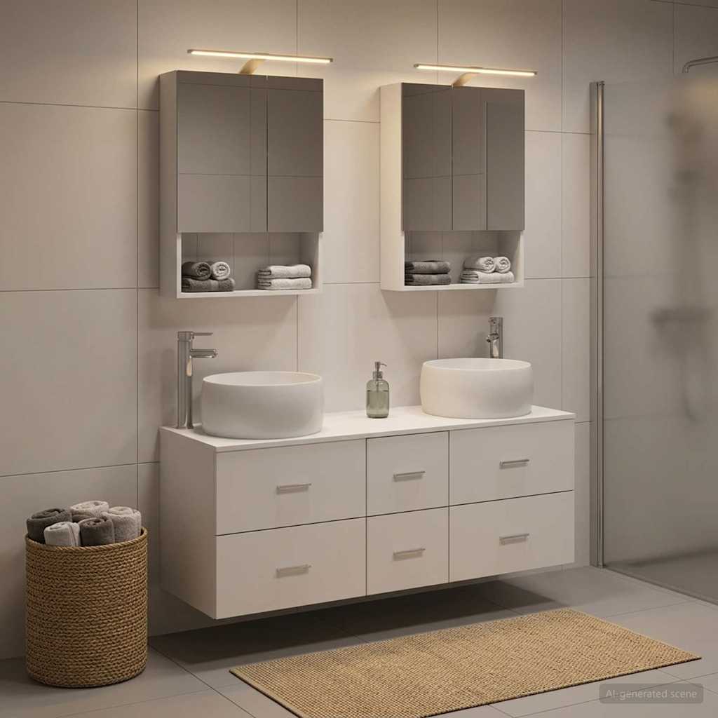 Komplet pohištva za kopalnico 5 pcs Bela