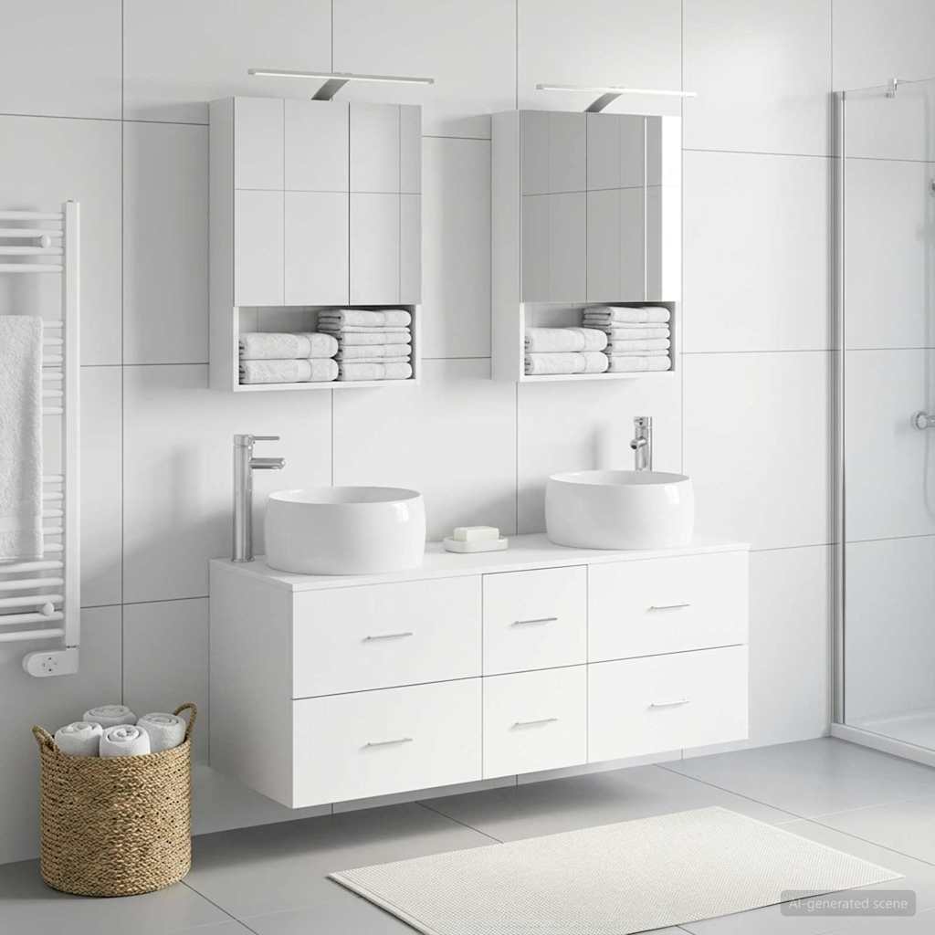 Komplet pohištva za kopalnico 5 pcs Bela - slika 4