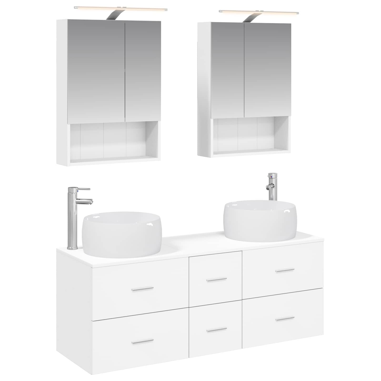 Komplet pohištva za kopalnico 5 pcs Bela - slika 2