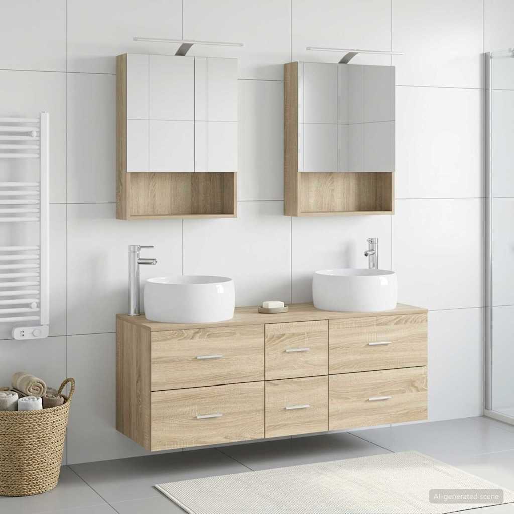 Komplet pohištva za kopalnico 5 pcs Sonoma hrast