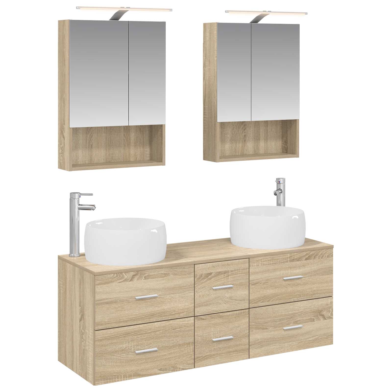 Komplet pohištva za kopalnico 5 pcs Sonoma hrast - slika 2
