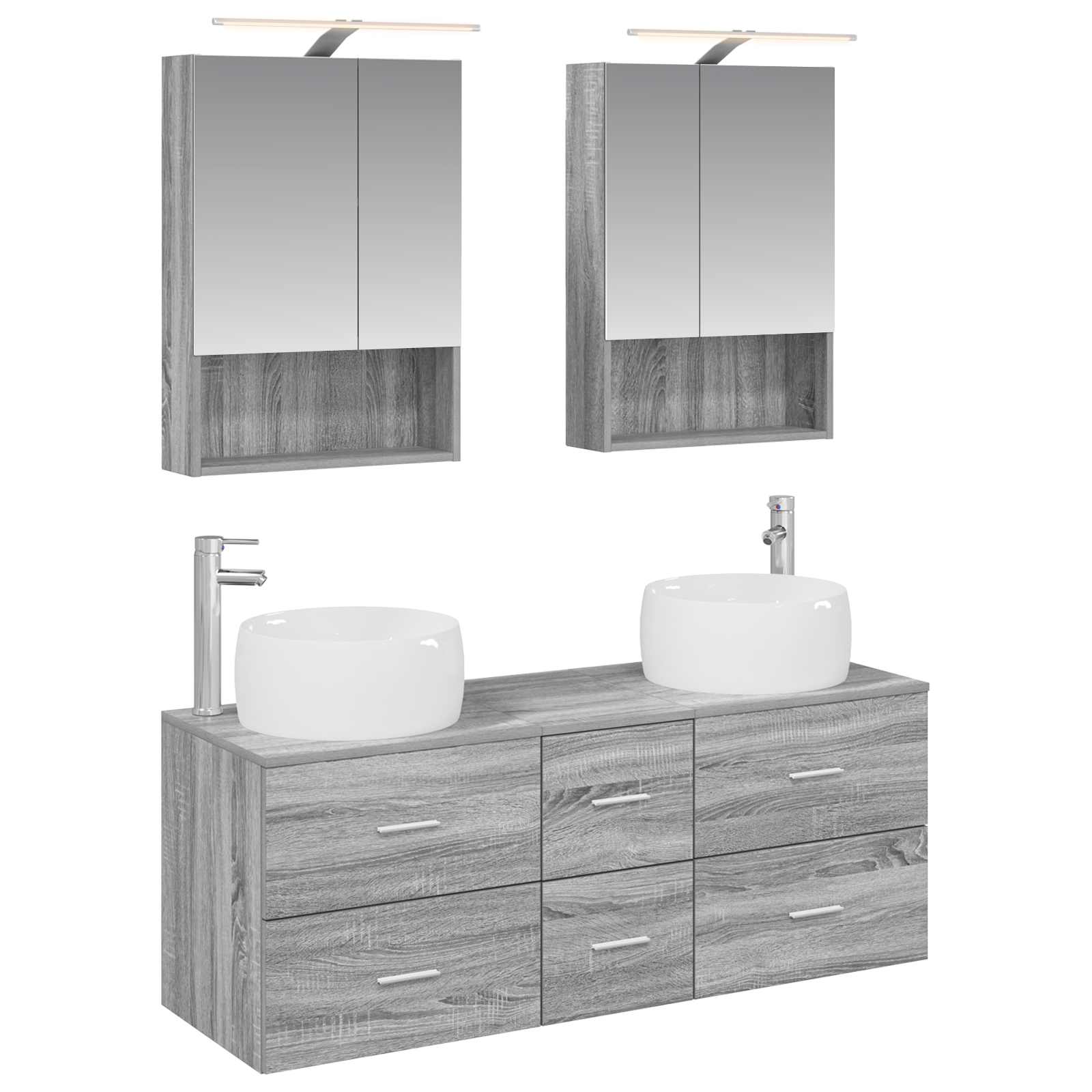 Komplet pohištva za kopalnico 5 pcs Siva Sonoma - slika 2