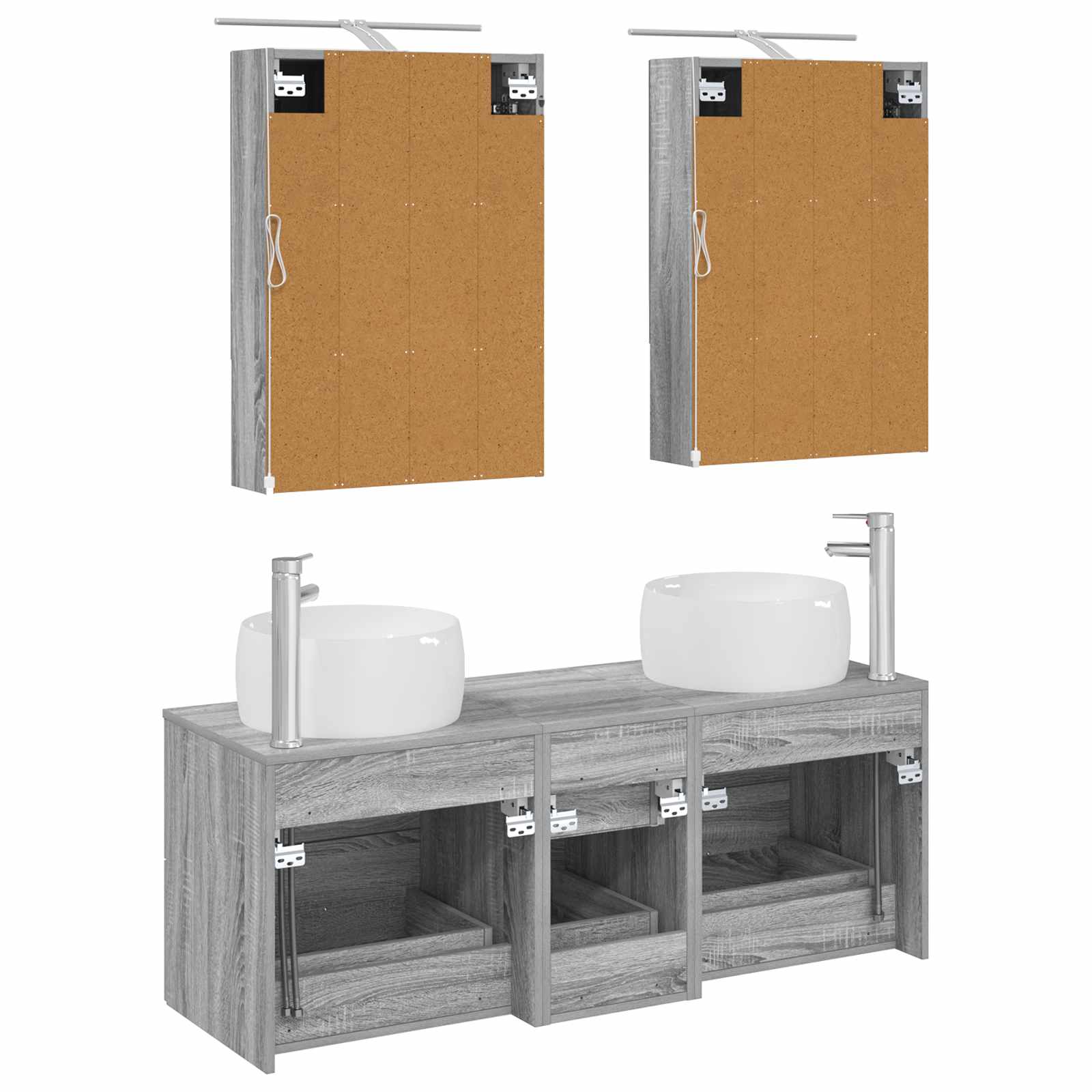 Komplet pohištva za kopalnico 5 pcs Siva Sonoma - slika 8