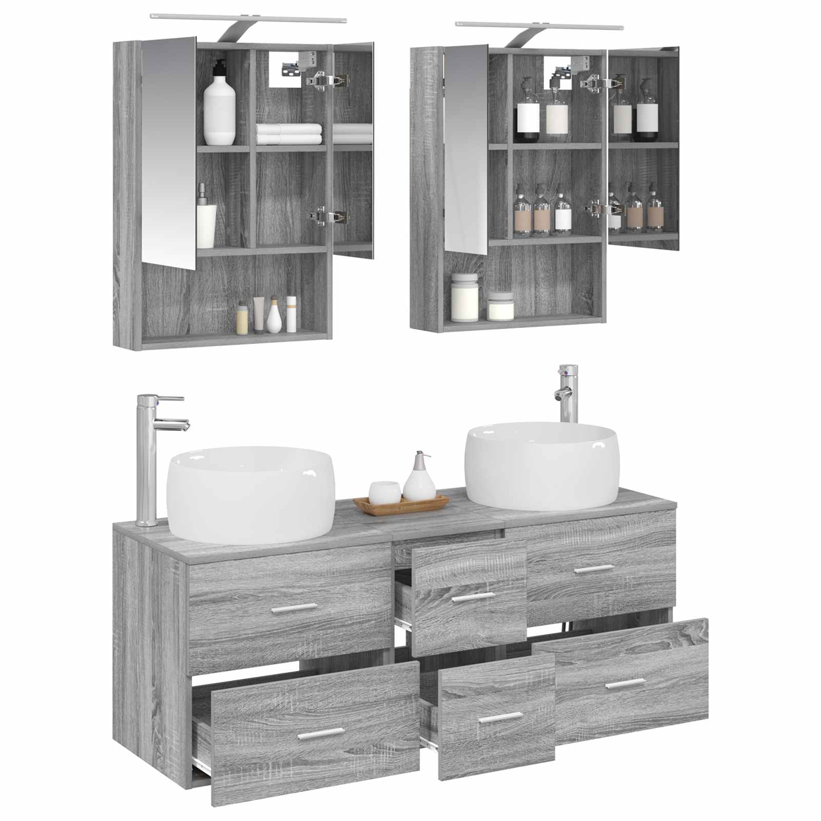 Komplet pohištva za kopalnico 5 pcs Siva Sonoma - slika 3