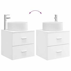 Sada koupelnového nábytku 4 pcs Bílá Kompozitní dřevo a sklo - obrázek 13