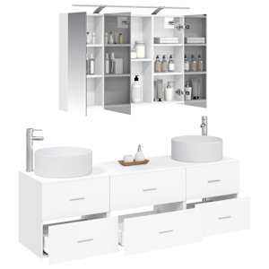 Sada koupelnového nábytku 4 pcs Bílá Kompozitní dřevo a sklo - obrázek 3
