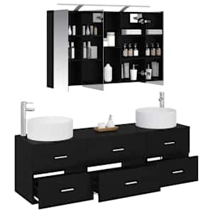 Sada koupelnového nábytku 4 pcs Černý dub - obrázek 3