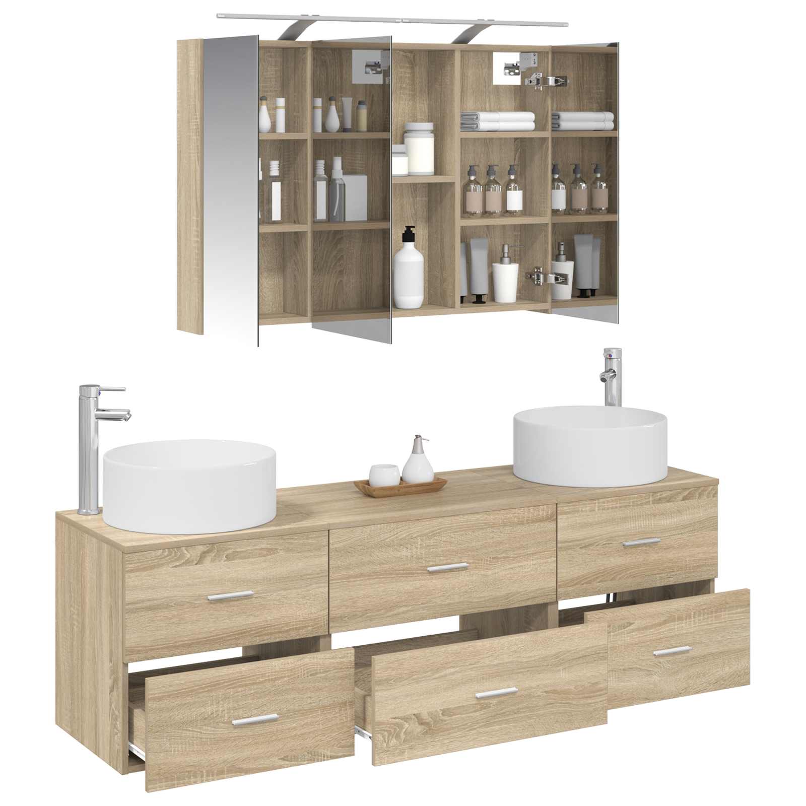 Komplet pohištva za kopalnico 4 pcs Sonoma hrast - slika 3