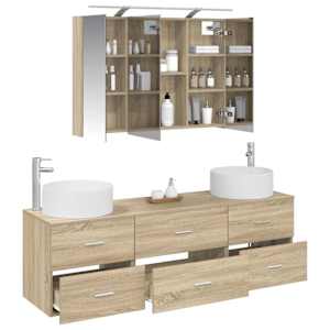 Sada koupelnového nábytku 4 pcs Dub sonoma - obrázek 3