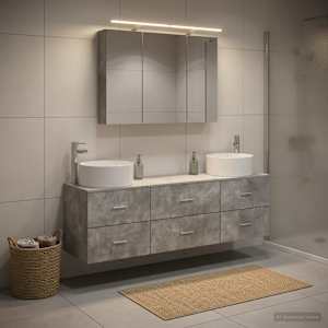 Sada koupelnového nábytku 4 pcs Betonově šedá - obrázek 1