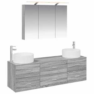 Sada koupelnového nábytku 4 pcs Šedý Sonoma - obrázek 2