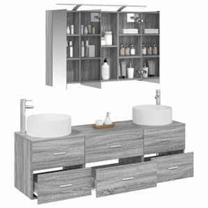 Sada koupelnového nábytku 4 pcs Šedý Sonoma - obrázek 3