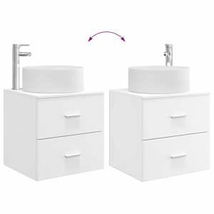 Sada koupelnového nábytku 4 pcs Bílá Kompozitní dřevo a sklo - obrázek 13