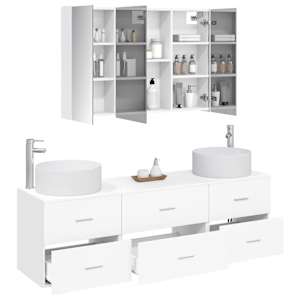 Sada koupelnového nábytku 4 pcs Bílá Kompozitní dřevo a sklo - obrázek 3