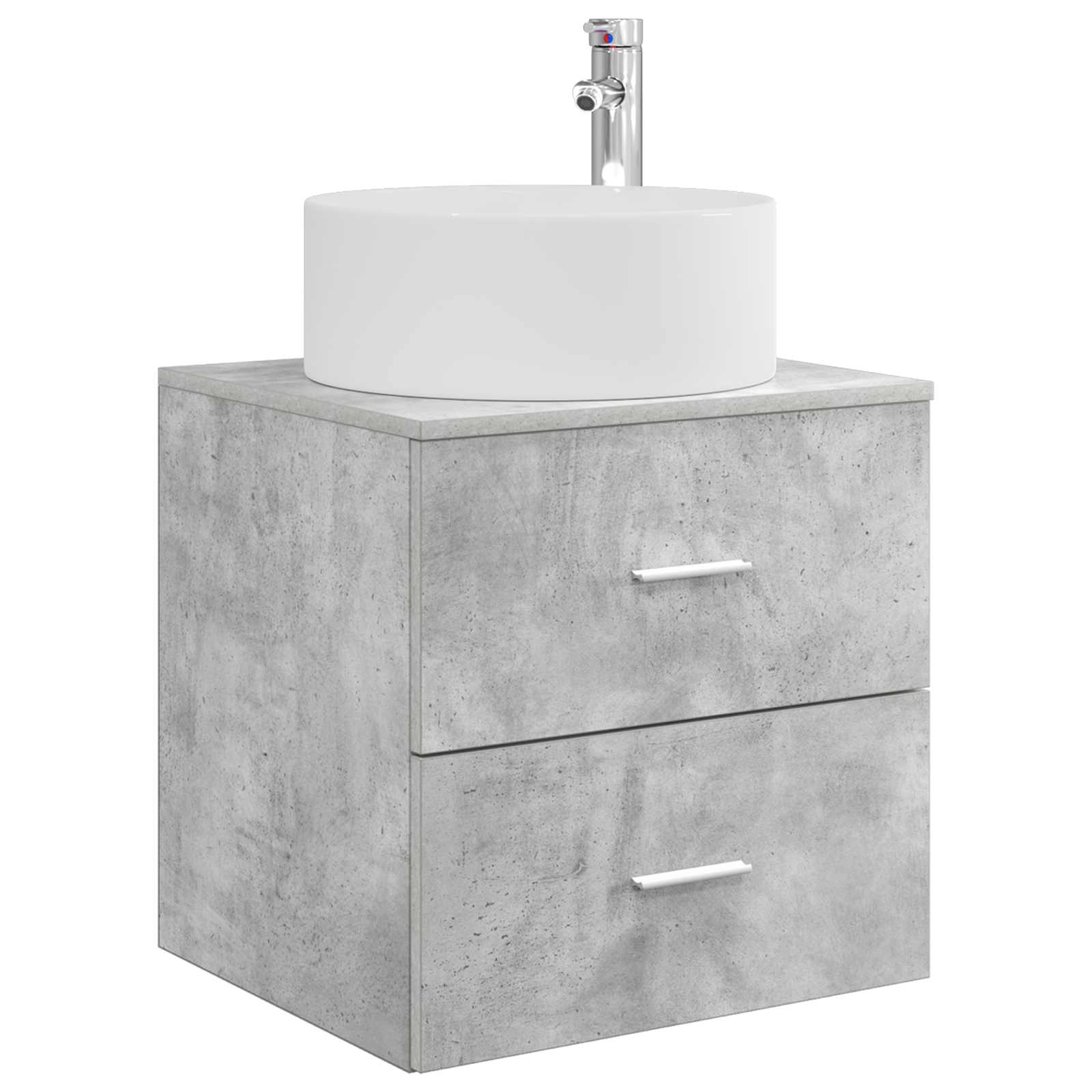 Badrumsmöbelset 4 pcs Betonggrå Konstruerat trä och glas