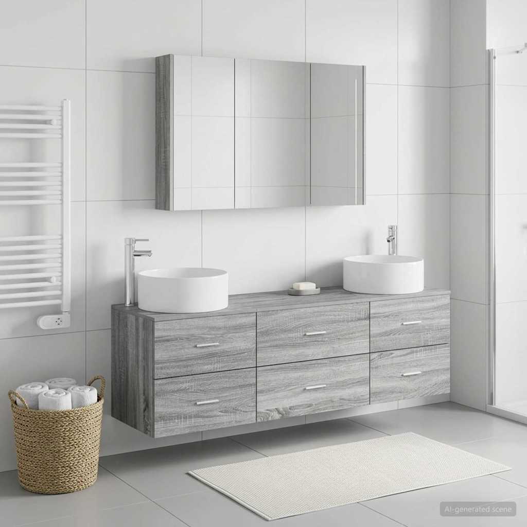  Σετ Επίπλων Μπάνιου 4 pcs Γκρι Sonoma V-3407068