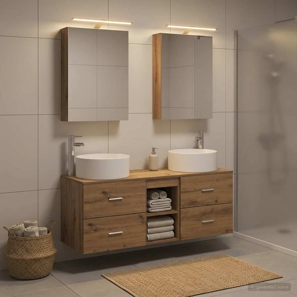 Komplet pohištva za kopalnico 5 pcs Artisan hrast - slika 4