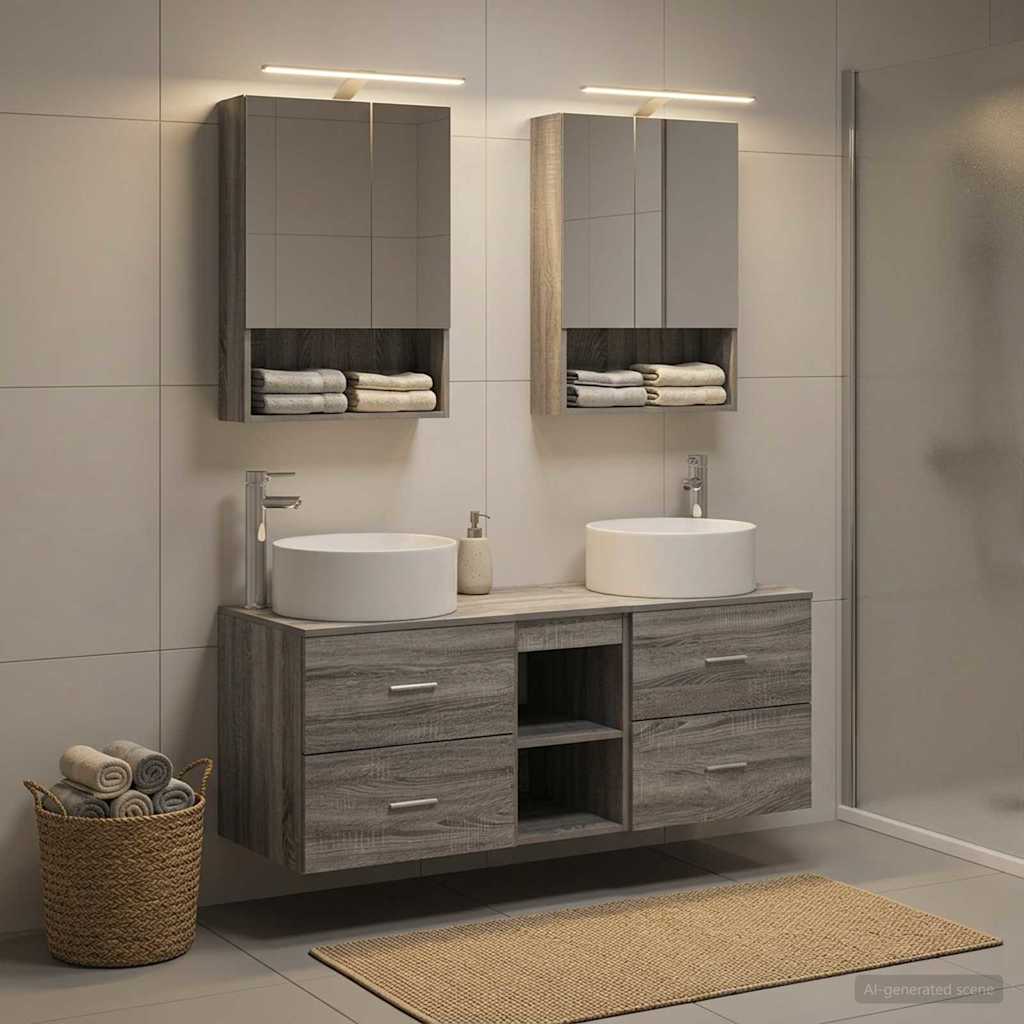 Komplet pohištva za kopalnico 5 pcs Siva Sonoma