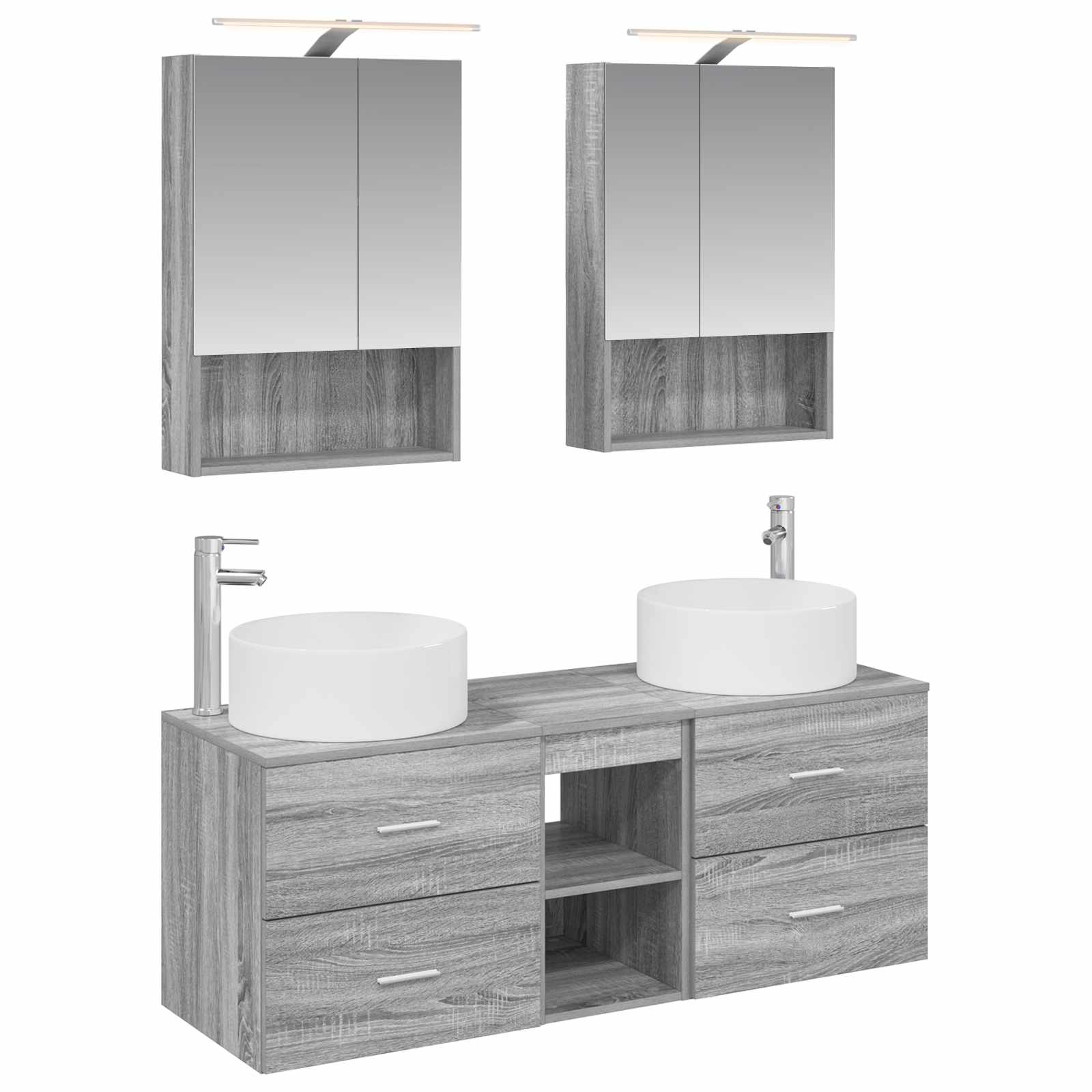 Komplet pohištva za kopalnico 5 pcs Siva Sonoma - slika 2