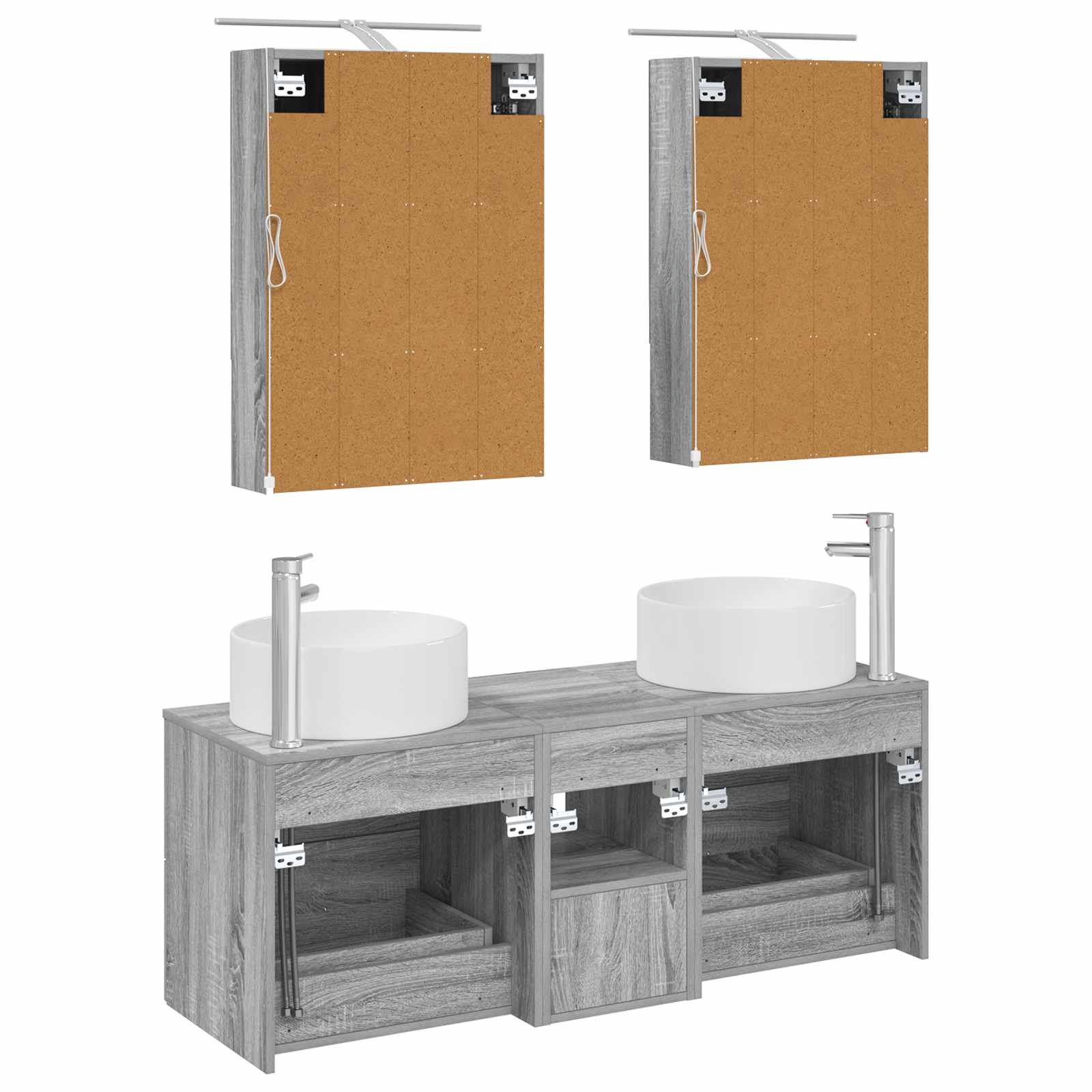 Komplet pohištva za kopalnico 5 pcs Siva Sonoma - slika 7