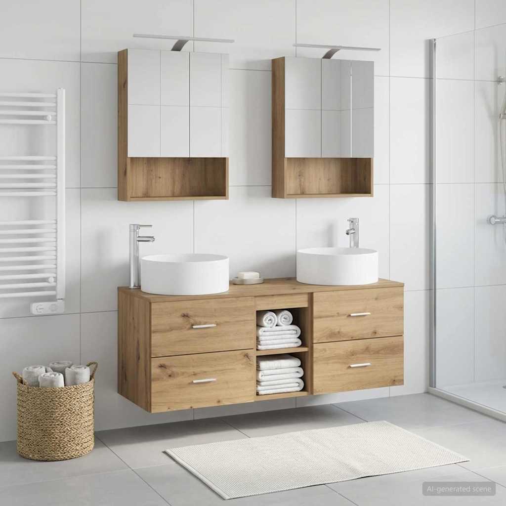 Vannitoa mööbleset 5 pcs Artisan tamm Tehispuit ja klaas