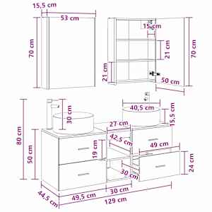 Sada koupelnového nábytku 5 pcs Kouřový dub - obrázek 14