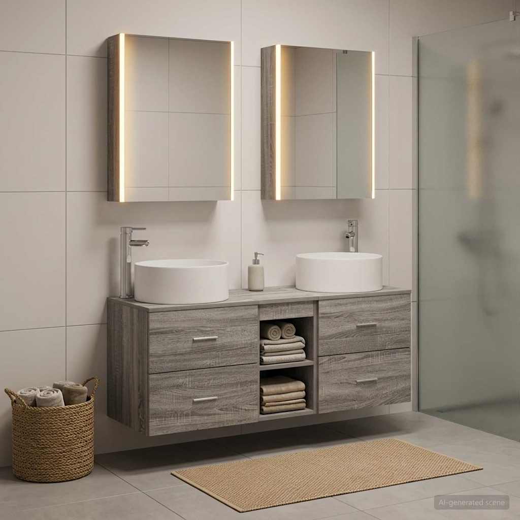 Komplet pohištva za kopalnico 5 pcs Siva Sonoma