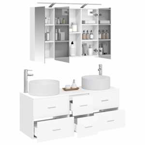 Sada koupelnového nábytku 4 pcs Bílá Kompozitní dřevo a sklo - obrázek 3
