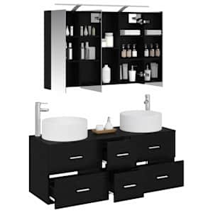 Sada koupelnového nábytku 4 pcs Černý dub - obrázek 3
