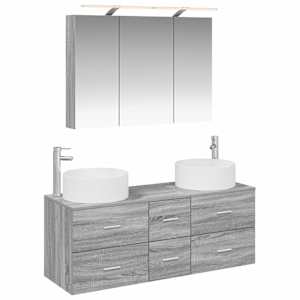 Sada koupelnového nábytku 4 pcs Šedý Sonoma - obrázek 2